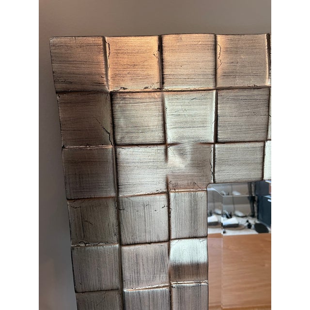 2010s Large Beveled Mirror Framed With Antiqued Light Gold Finish For Sale - Image 5 of 6