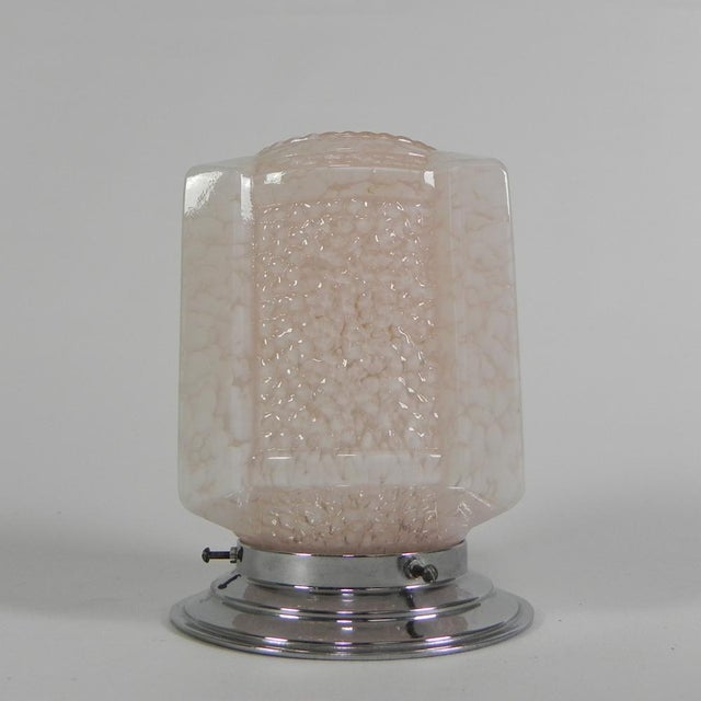 Art Deco Ceiling Lamp with Pink Cloudy Shade, 1930s For Sale - Image 13 of 14