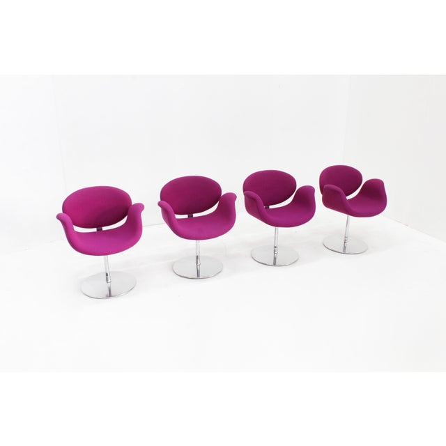 Set of 4 Artifort Little Tulip swivel dining room chairs by Pierre Paulin Set of 4 Artifort Little Tulip swivel dining...