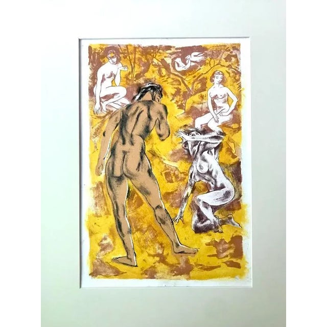 Original vintage expressionist lithograph of female nude forms by Cathal Brendan O'Toole. Lithograph on paper signed on...