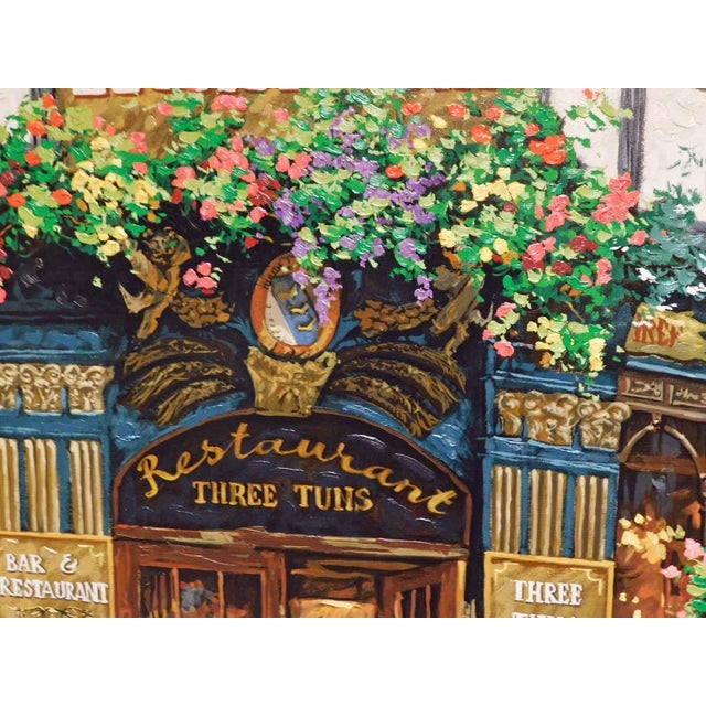 Textile Viktor Shvaiko "London for Two" Hand Embellished on Canvas Framed Hand Signed For Sale - Image 7 of 10