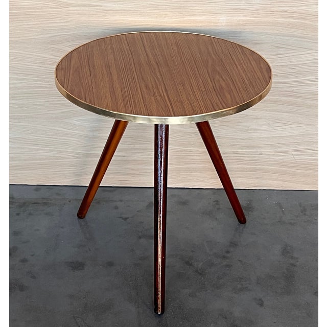 Italian Mid Century Italian Side Table in Brass and Iron With Wood Top For Sale - Image 3 of 7
