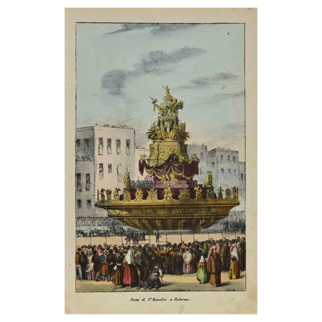 Various Artists, Feast of S.Rosalia in Palermo, Lithograph, 1864 For Sale