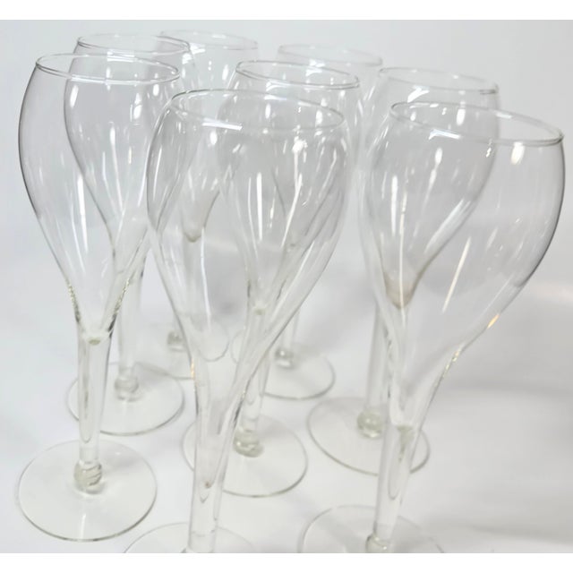Late 20th Century Art Nouveau Hollow Stem Balloon Style Champagne Flutes - Set of Eight For Sale - Image 14 of 16