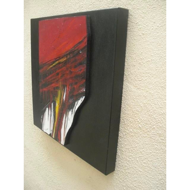 Mixed Media Abstract Mounted on Black Canvas For Sale - Image 4 of 10