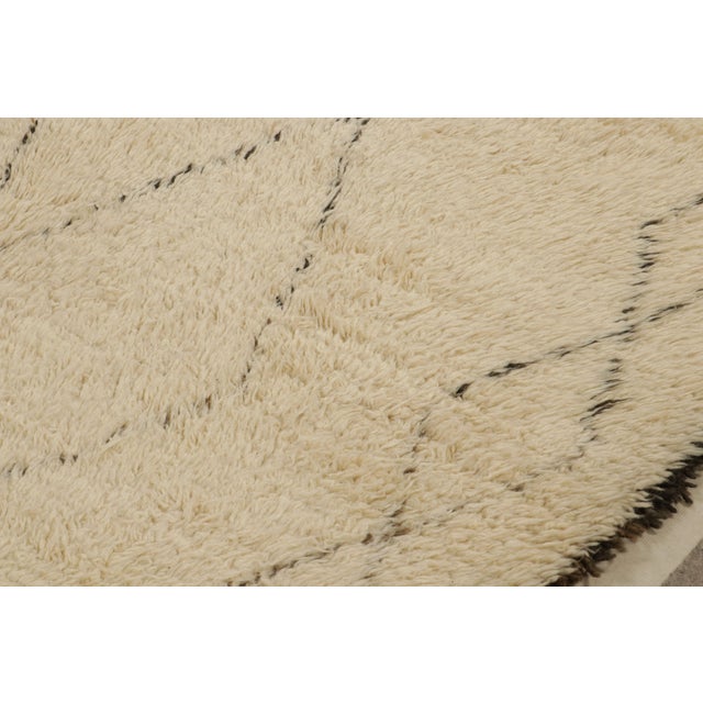 Rug & Kilim Vintage Moroccan Style Rug in White With Brown Geometric Patterns, From Rug & Kilim For Sale - Image 4 of 9