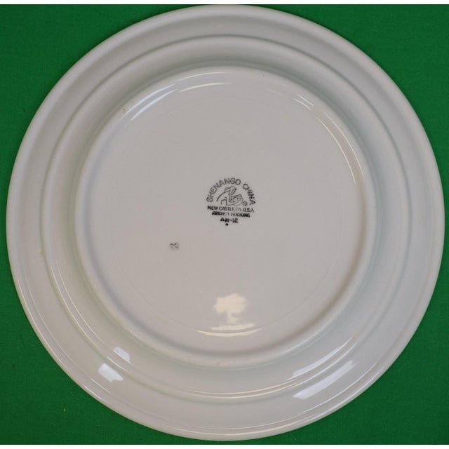 3 Luncheon Plates: 9"Dx 1"D 1 Soup Bowl: 9"D x 1 3/4"D Stamped on underside; Shenango China The Racquet and Tennis Club,...