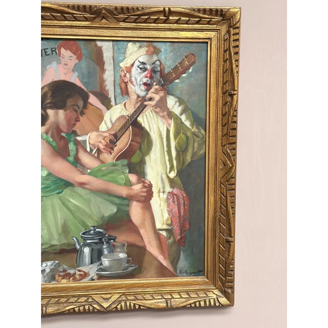 Philippe de Rougemont, Woman and Clown, 1950s, Oil Painting on Canvas, Framed For Sale - Image 5 of 18