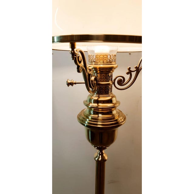 Gold Brass and Opal Glass Floor Lamp For Sale - Image 8 of 18