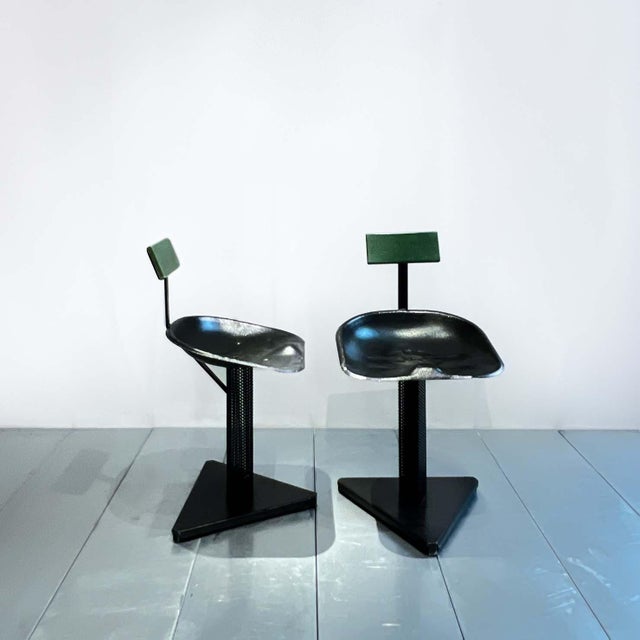 Set of Postmodern Dining Chairs in Black and Green, Milan, 1987 For Sale - Image 4 of 14