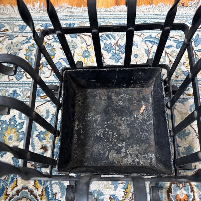 Mid 20th Century Black Wrought Iron Metal Umbrella Stand For Sale - Image 9 of 12