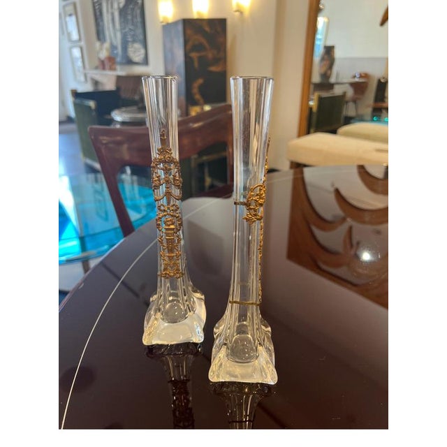 Single Flower Vases attributed to Baccarat, 1890s, Set of 2 For Sale - Image 6 of 9