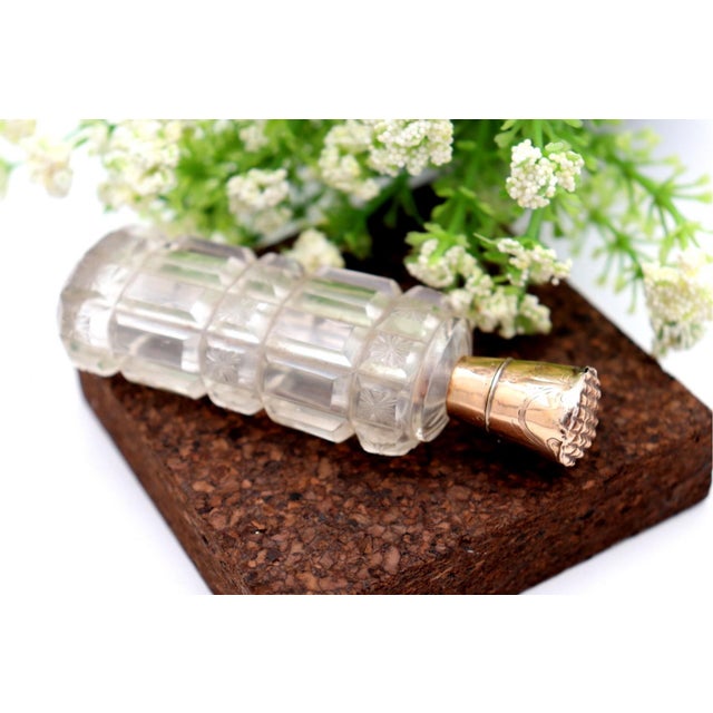 Glass Perfume Bottle with Gold Lid For Sale - Image 4 of 6
