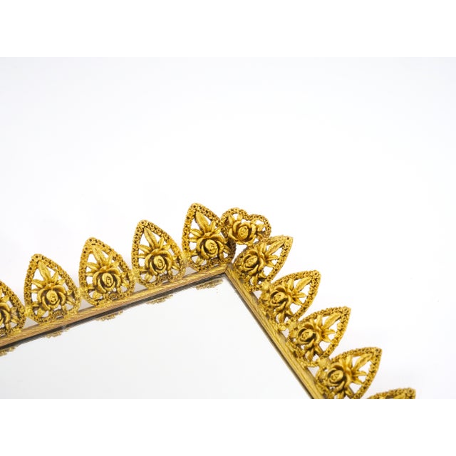 Large North American Gilt-Metal & Mirrored Vanity / Serving Tray, 1970s For Sale - Image 9 of 11