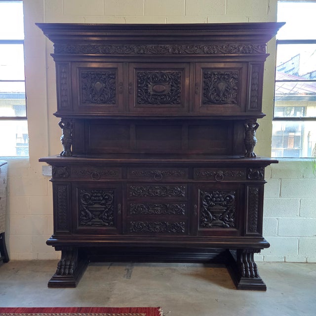 Late 19th Century Large Oak Heavily Carved Renaissance Revival Cabinet on Lion Feet For Sale - Image 17 of 18
