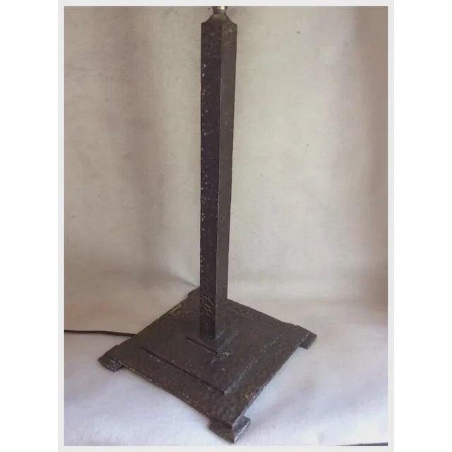 Antique Arts & Crafts, Mission Hand Hammered Bronze Lamp For Sale - Image 6 of 10