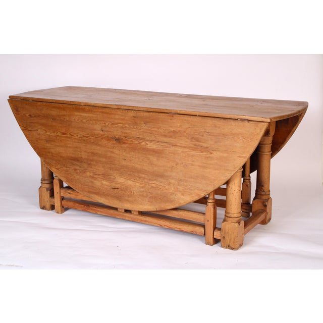 72" Diameter William & Mary Style Pine Dining Room Table For Sale - Image 4 of 12