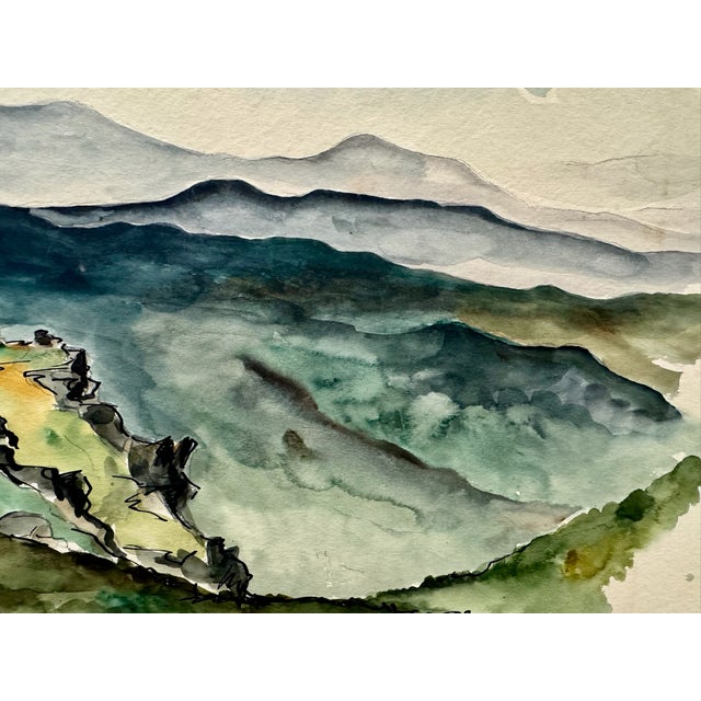 Rustic Henry Emil Salloch Original Watercolor on Paper Lion Head Trail, 1954. For Sale - Image 3 of 8