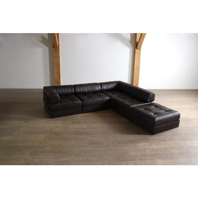 Brown DS-88 Modular Sofa in Dark Brown Patchwork Leather from de Sede, Switzerland, 1970s, Set of 5 For Sale - Image 8 of 14