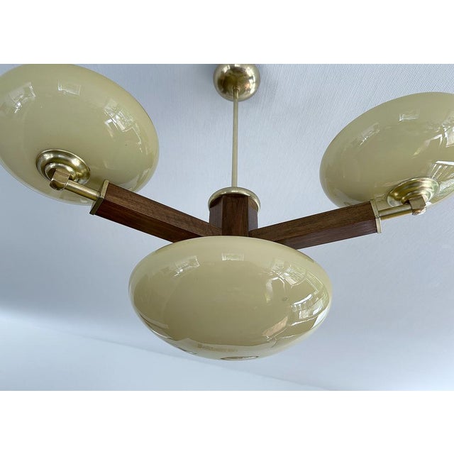 Art Deco Pendant Light in Wood & Glass, 1930s For Sale - Image 12 of 16