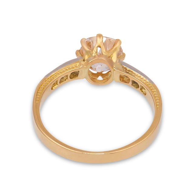 19th Century Victorian Gia 1.71 Carat Old Mine Cut Diamond 18k Yellow Gold Engagement Ring, Size 6.75 For Sale In Los Angeles - Image 6 of 8