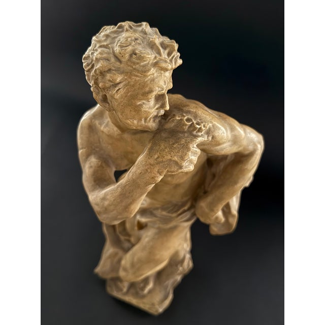 Paint Stucco Sculpture Depicting a Faun, 20th Century, 1950s, Gesso For Sale - Image 7 of 16