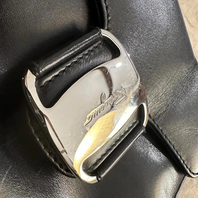 Black 21st Century Vintage Black Leather Micro Shoulder Bag by Salvatore Ferragamo For Sale - Image 8 of 16