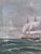 Blue Vintage Original Seascape Oil Painting, Signed Coastal Landscape For Sale - Image 8 of 13
