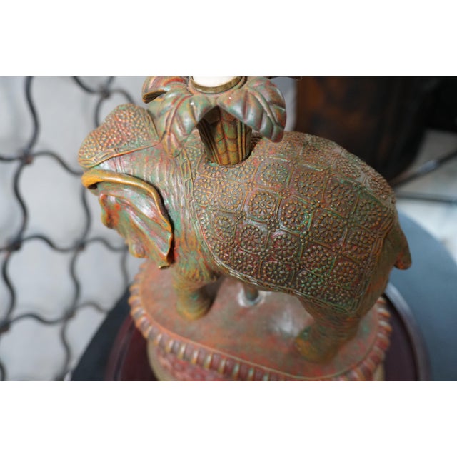 Vintage Asian Elephant Sculptural Table Lamp For Sale - Image 4 of 8
