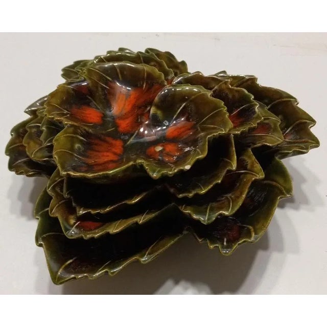 4 Fall Leaves Nesting Serve Dishes Vintage Hand Painted Glazed 1975. This is a set of four Autumn leaves nesting serving...