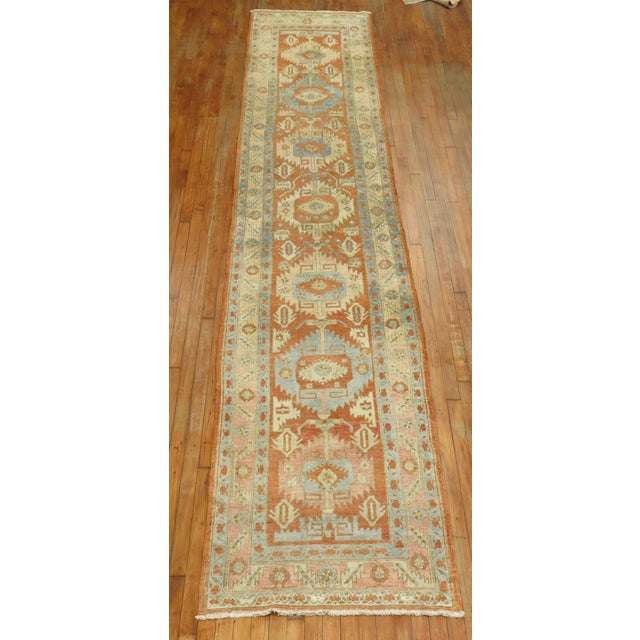1930s Long Persian Heriz Geometric Runner - 2'10" x 15'5" For Sale In New York - Image 6 of 9