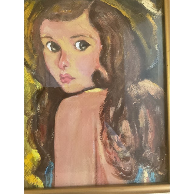 Impressionist Vintage Portrait of a Girl by Artist Ruth K S - Framed For Sale - Image 3 of 9