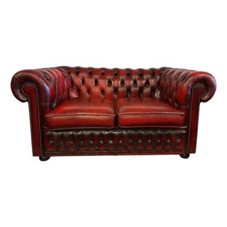 Vintage Chesterfield Two-Seater Sofa in Leather from Winchester For Sale