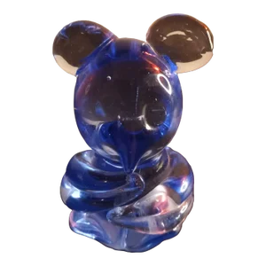 1980s Blue Art Glass Mouse Figurine