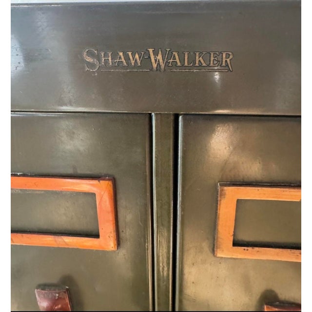 Metal 1900-1909 2-Piece Shaw-Walker Card Catalog on Globe-Wernicke Base For Sale - Image 7 of 9