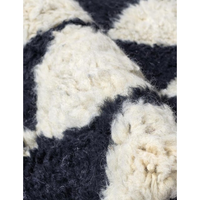 Textile Black Checkered Wool Rug - 9.8 X 8.5 Ft For Sale - Image 7 of 8