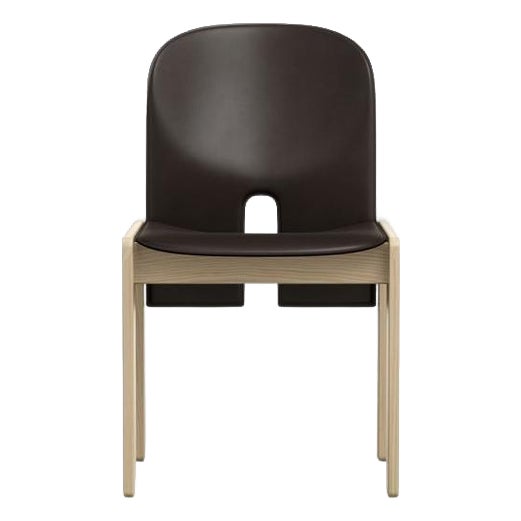Wood and Leather 121 Chair by Afra & Tobia Scarpa For Sale