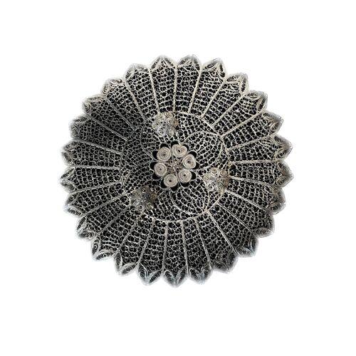 Vintage silver filigree hot pad trivet. No maker's marks.