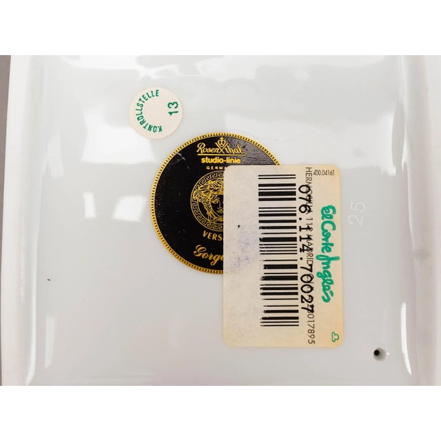 White Mid 20th Century Rosenthal Meets Versace Gorgona Medusa Gold Greek Key Porcelain Footed Candy Dish Bowl For Sale - Image 8 of 8