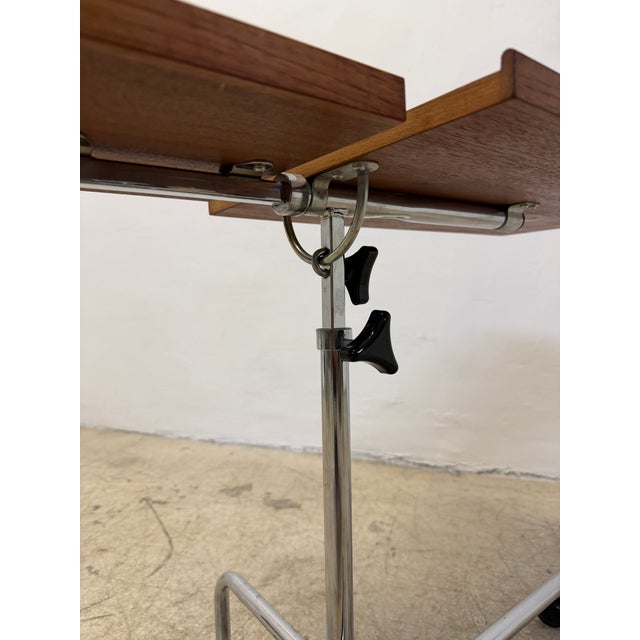 Danecastle Danish Modern Teak and Chrome Adjustable Reading Tray Table, 1970s For Sale - Image 12 of 16