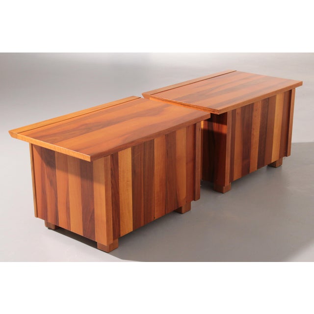 Italian Walnut Bedside Tables, 1970s, Set of 2 For Sale - Image 6 of 12