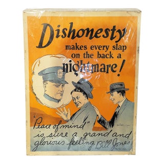 Original 1928 Large Bill Jones Motivational Poster For Sale