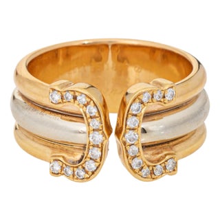 1997 C De Cartier Diamond Ring 54 Size 6.75 18k Gold Band Signed Jewelry For Sale