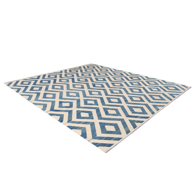 Beige Doris Leslie Blau Vintage Geometric Light Beige Hand-Knotted Wool Rug For Sale - Image 8 of 17