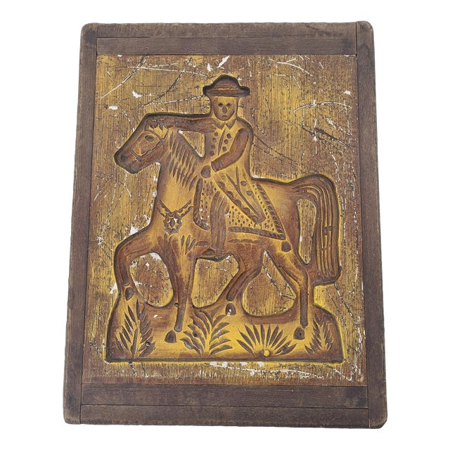 Antique Wooden Relief of Horseman, 1890s For Sale
