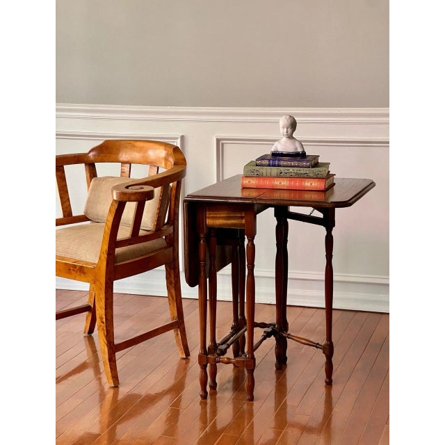 Antique English Walnut Gate Leg Occasional Table, Rectangular, 1920s For Sale - Image 14 of 16