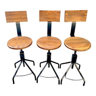Rejuvenation Industrial Adjustable Stools - Set of 3 For Sale