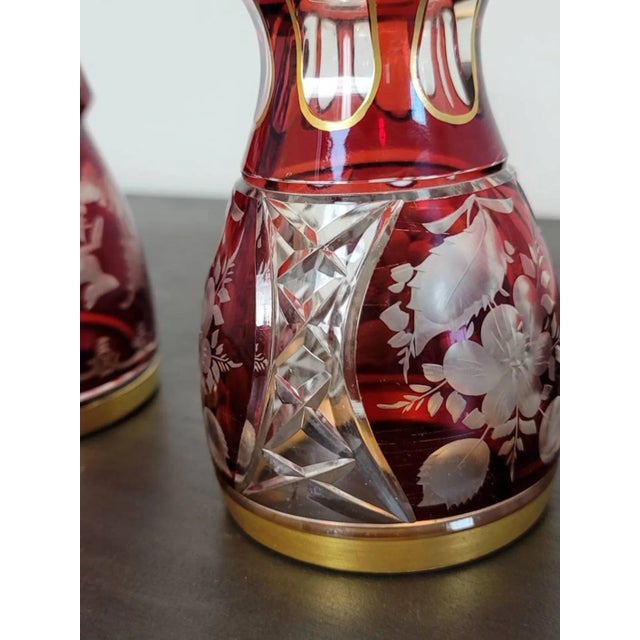 Antique Tiffany Glass Goblets & Decanter Bottle Set For Sale In Dallas - Image 6 of 11