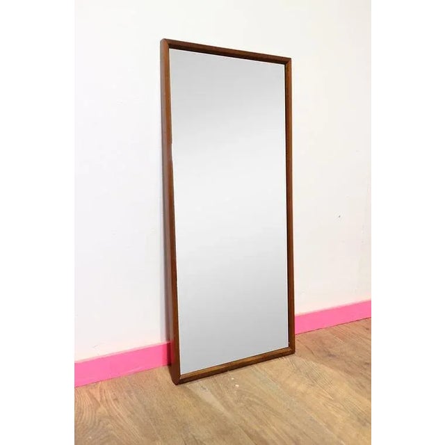Mid Century Modern Vintage Teak Framed Mirror For Sale - Image 4 of 7