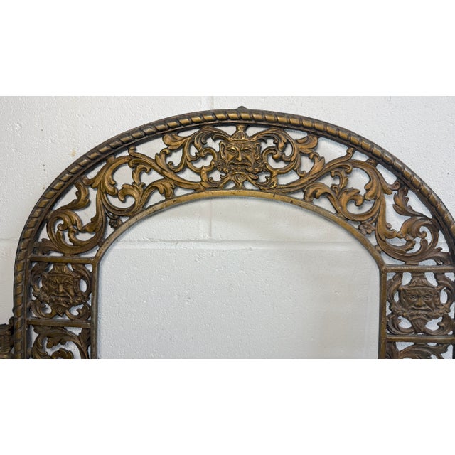 Oscar Bach Large Antique Solid Gold Gilt Bronze Oscar Bach Reticulated Ornate Wall Mirror For Sale - Image 4 of 14